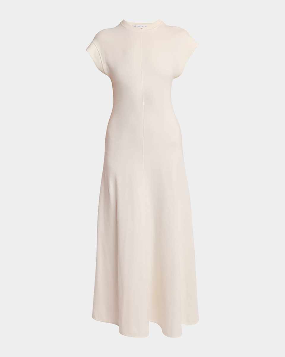 Melaine Short-Sleeve Souffle Cotton-Blend Midi Dress